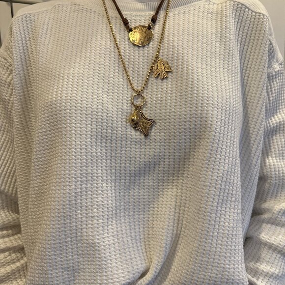 NWOT Free People Gold and Suede Detachable Multi-Strand Necklace with Pendants - Picture 11 of 11